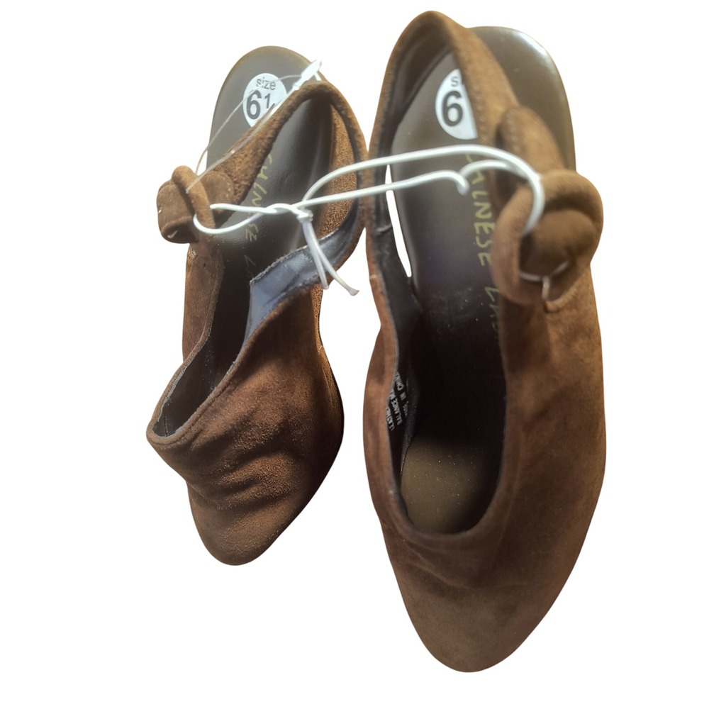 Chinese Laundry Brown Suede Wedge Heel Mules Buckle Slingback Casual Style - Picture 2 of 10